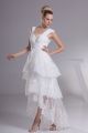 Stunning High Low Sweetheart Tiered White Lace Beach Destinaton Wedding Dress 