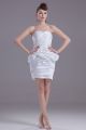 Sexy Short Mini Sheath Sweetheart Beaded White Taffeta Beach Destination Wedding Dress