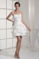 Lovely Short Mini Ball Gown Sweetheart Beaded Taffeta Beach Destination Wedding Dress
