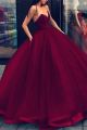 Princess Ball Gown Prom Quinceanera Dress Strapless Burgundy Organza