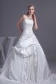 Beautiful Ball Gown Strapless Corset Crystal Beaded Lace Pleated Satin Wedding Dress Bridal Gown