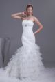 Gorgeous Mermaid Strapless Corset Crystal Beaded Tiered Organza Wedding Dress Bridal Gown