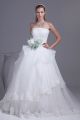 Gorgeous Ball Gown Strapless Corset Green Belt Beaded Lace Layered Organza Wedding Dress