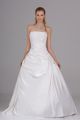 Elegant Ball Gown Strapless Beaded Appliques Pleated Satin Wedding Dress Bridal Gown