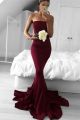 Elegant Strapless Burgundy Mermaid Prom Evening Dress