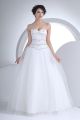 Charming Ball Gown Sweetheart White Tulle Crystal Beaded Wedding Dress Bridal Gown