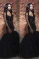 Beautiful Mermaid Prom Evening Dress Sweetheart Black Tulle With Crystals