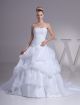 Princess Ball Gown Strapless Corset Beaded Lace Pick Up Organza Wedding Dress Bridal Gown