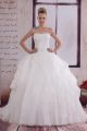 Beautiful Ball Gown Strapless Corset Beaded Lace Pick Up Organza Wedding Dress Bridal Gown