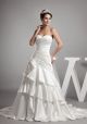 Vintage Mermaid Sweetheart Tiered Satin Wedding Dress Bridal Gown With Bow