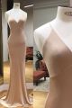 Sexy Nude Sheath Prom Evening Dress V Neck Spaghetti Straps