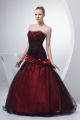 Elegant Mermaid Sweetheart Corset Crystal Beaded Black Lace Red Flower Prom Evening Dress 