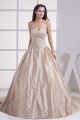Gorgeous Ball Gown Sweetheart Crystal Beaded Embroidery Champagne Wedding Dress Bridal Gown 