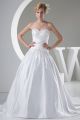 Fantastic Ball Gown Sweetheart Crystal Beaded White Satin Wedding Dress Bridal Gown