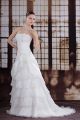 Stunning A Line Strapless Tiered White Lace Taffeta Wedding Dress Bridal Gown