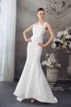 Modest Mermaid Halter Beaded White Taffeta Wedding Dress Bridal Gown