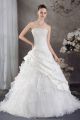 Stunning Ball Gown Strapless Corset Beaded Appliques Wedding Dress With Organza Ruffles