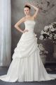 Stunning A Line Strapless Corset Beaded Appliques Ruched Satin Wedding Dress Bridal Gown