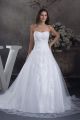 Beautiful Ball Gown Strapless Beaded Appliques White Tulle Wedding Dress Bridal Gown