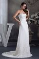 Elegant A Line Sweetheart Beaded Lace White Chiffon Wedding Dress Bridal Gown