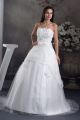 Royal Ball Gown Strapless Beaded Appliques White Tulle Wedding Dress Bridal Gown With Bow