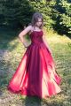 Beautiful Red Ball Gown Prom Quinceanera Dresses Strapless
