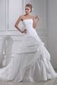 Simple Ball Gown Strapless Pick Up Taffeta Wedding Dress Bridal Gown