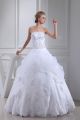 Stunning Ball Gown Strapless Corset Beaded Appliques Pick Up Organza Wedding Dress
