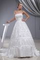 Simple Ball Gown Strapless Ruched Taffeta Wedding Dress Bridal Gown 