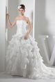Beautiful Ball Gown Strapless Beaded Appliques Wedding Dress Bridal Gown With Ruffles