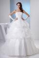 Princess Ball Gown Strapless Corset Beaded Appliques Pick Up Organza Wedding Dress Bridal Gown 