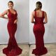 Chic Mermaid Prom Evening Dress Sweetheart Red Lace