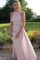 Elegant Slim Pink Mermaid Prom Evening Dress Halter Sleeveless With Crystals