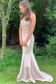 Elegant See Through Mermaid Prom Evening Dress Halter Sleeveless With Appliques