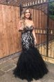 Beautiful Mermaid Prom Party Dress Sweetheart Black Tulle Ruffles