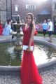 Beautiful Mermaid Prom Party Dress V Neck Sleeveless Red Lace Tulle