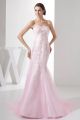 Beautiful Mermaid Sweetheart Beaded Appliques Pink Tulle Prom Evening Dress 