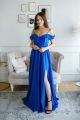 Beautiful A Line Royal Blue Prom Evening Dress Cold Shoulder Side Slit