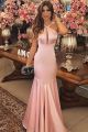 Sexy Pink Mermaid Prom Evening Dress Halter With Cutouts