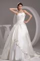 Simple Ball Gown Strapless Corset Beaded Appliques Ruched Satin Wedding Dress Bridal Gown