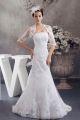Modest Mermaid Beaded Lace Wedding Dress Bridal Gown With Half Sleeve Jacket