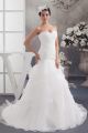 Stunning Mermaid Sweetheart Beaded Appliques Layered Organza Wedding Dress Bridal Gown