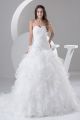Princess Ball Gown Sweetheart Corset Beaded Flower Ruffled Organza Wedding Dress Bridal Gown