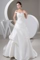 Beautiful A Line Off The Shoulder Corset Beaded Appliques Pleated Satin Wedding Dress Bridal Gown