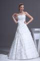 Elegant A Line Strapless Corset Tiered Organza Wedding Dress With Flower Sash