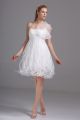 Short Mini Sheath Spaghetti Straps Corset Ruffled Organza Beach Destination Wedding Dress