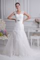 Modest Mermaid Sweetheart Cap Sleeve Corset Crystal Beaded Tulle Wedding Dress 