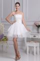 Lovely Short Mini Ball Gown Strapless Tiered Organza Tulle Wedding Dress With Appliques