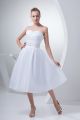 Elegant Short A Line Sweetheart Crystal Beaded White Beach Destination Wedding Dress 