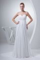 Greek Empire Sweetheart Corset Beaded Chiffon Beach Destination Wedding Dress Bridal Gown